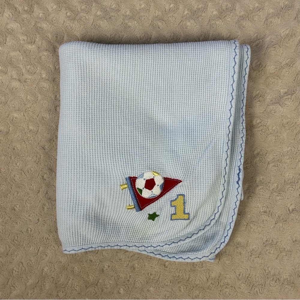 Circo Soccer Ball Baby Blanket Blue Red Flag Yellow 1 One Thermal Waffle Weave